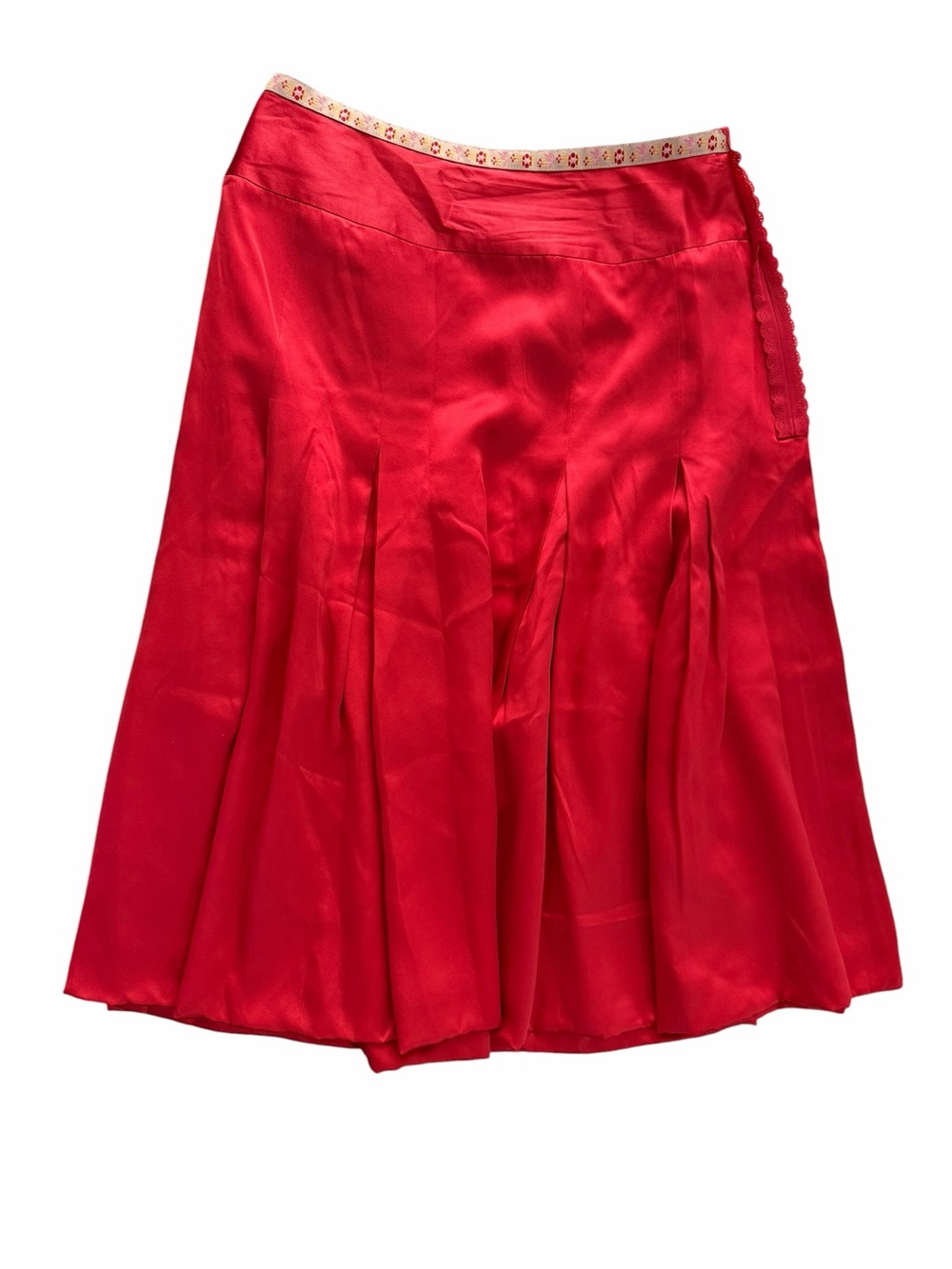 Oilily Red Silk Pleated A-Line Bubble Skirt Size Euro 34 / 2